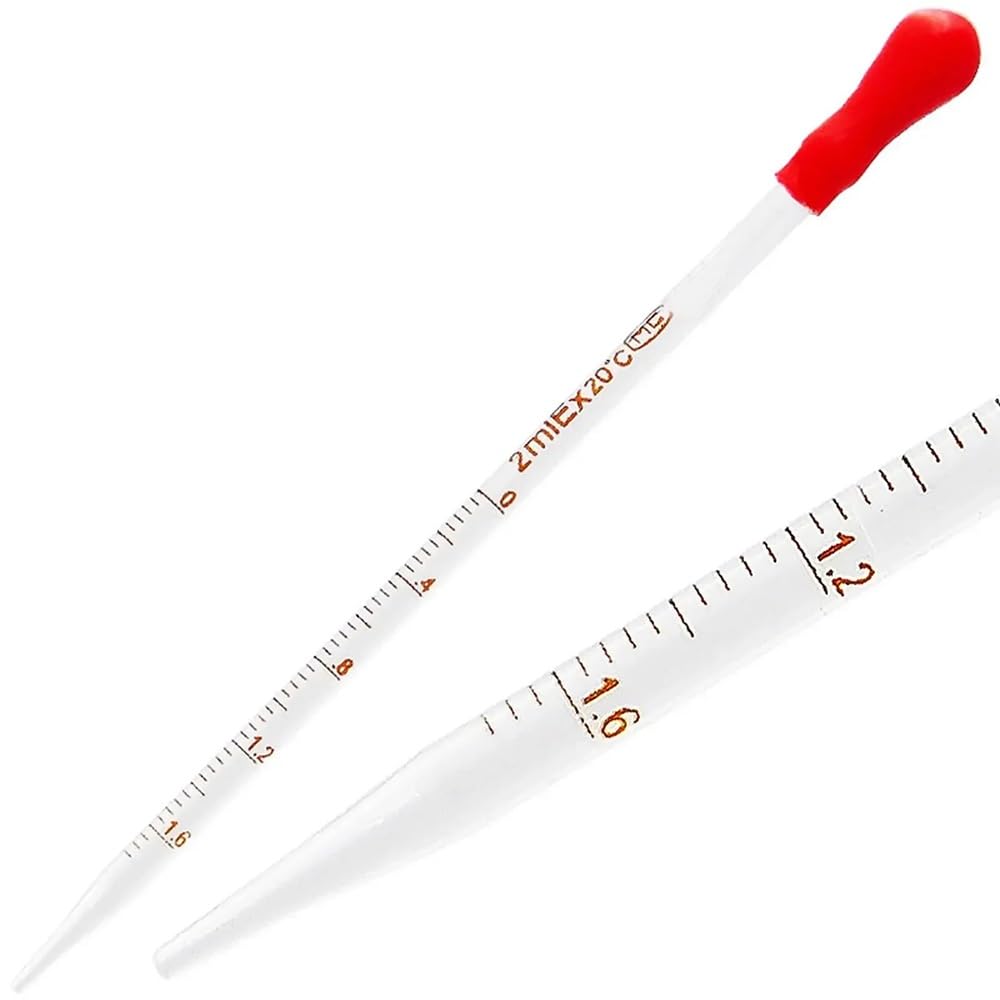 Pipeta de transferencia de vidrio, 5 uds cuentagotas de pipeta graduada vidrio 0,5-3ml 7-8mm OD 190-205mm(2ml)