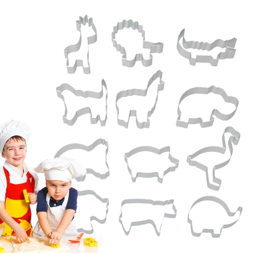 Formas de cortador de galletas: cortadores de galletas variadas para hornear, herramientas de pastelería de acero inoxidable | Molde de forma divertida para galletas para niños, juego de decoración de