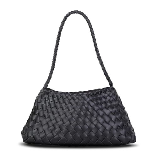 Women's Woven Tote Bag Purse Trendy Woven Shoulder Bag Purses Handbags Handmade Underarm Handbags Leather Shoulder Bag for Women