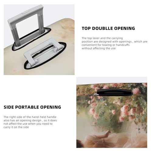 Romantic Woman Walking Through Roses Garden Elastic Travel Luggage Covers Dustproof Scratch-Resistant Suitcase Protector Fit 22-24 Inch3