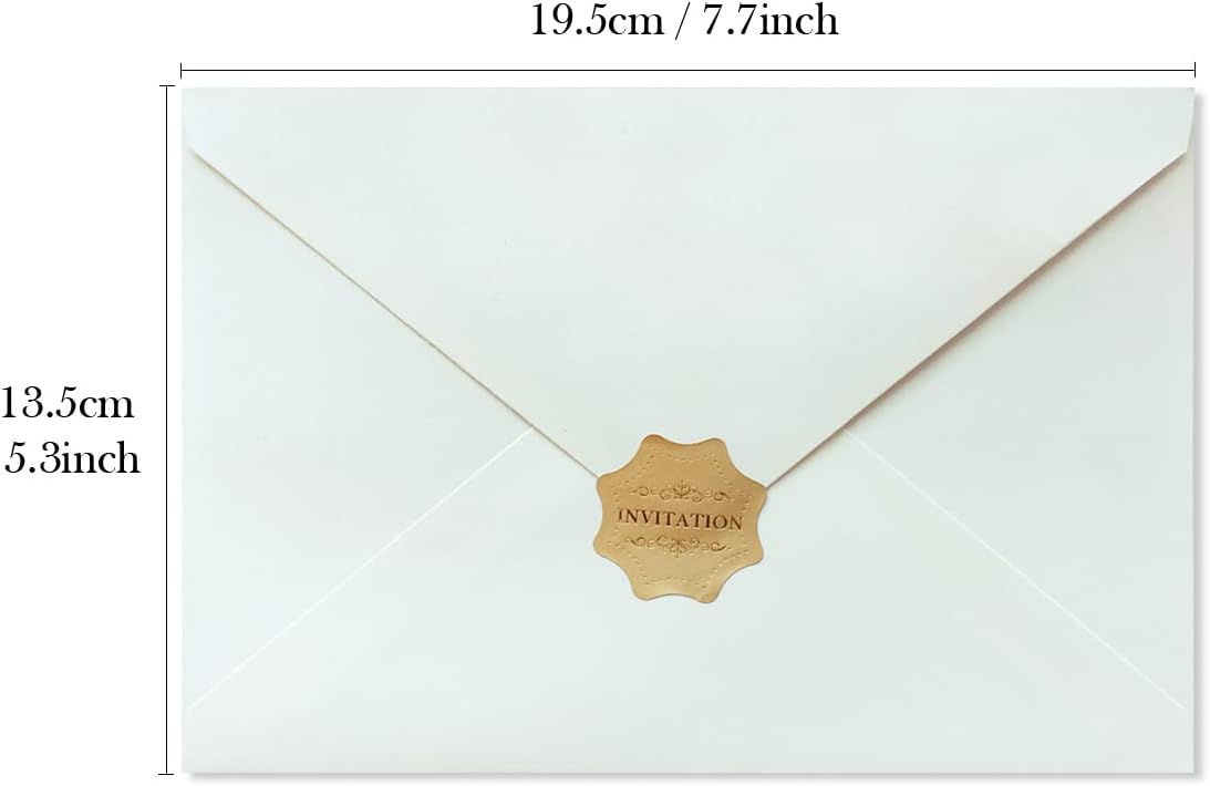 50 PCS A7 Pearlescent Rose Gold Glitter Envelopes, 5.25 x 7.5 inches, Perfect for 5''x7'' Weddings Invitation Cards, Greeting Invite Envelope (Pearl Ivory + Rose Gold Glitter Liner)