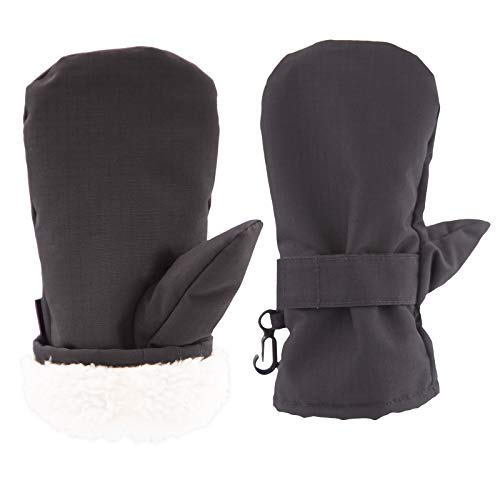 Baby Boys Waterproof Mittens Toddler Girls Winter Snow Gloves Kids Warm Ski Mittens Lined with Fleece (B-Black, S(1-2 years))