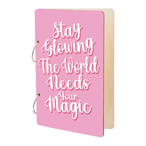 SUPERDANT Pink Simplicity Greeting Card Holder Organizer Wooden Card Keeper Binder Planning Book Pink Birthday Cards Keeper Photo Album Cover Graduation Wedding Planner Journal Keepsake Gift