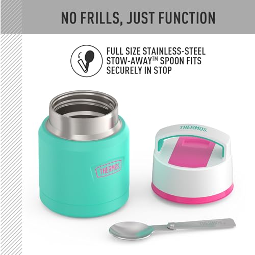 Image of THERMOS ICON Stainless Steel Food Jar with Spoon, 12 Ounce, Teal