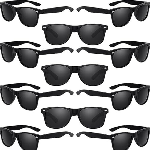 12 Pack Black Sunglasses Bulk Party Favors Retro Black Sunglasses For-Weddings Costume- Blues Brothers,Birthday Summer Beach Wedding Goody Bag Fillers Supplies Kids Adults 80's Retro