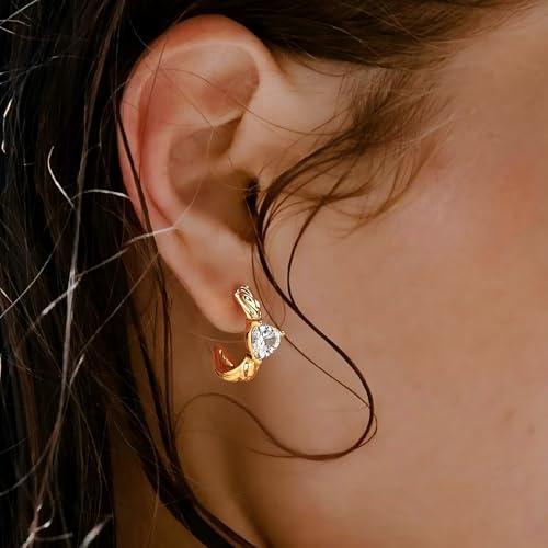 FETTERO Gold Hoop Earrings for Women, 14K Gold Plated Open C Shape Hoops Lightweight Chunky Gold Earrings, Hypoallergenic Gold Earrings for Women Ear Piercing Jewelry Gifts