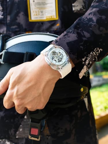 Image of French Connection | Skeleton Dial | Transparent Acrylic Case | Silicone Strap | Quartz Watch for Men - FCG01
