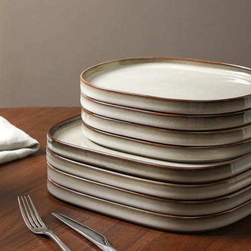 Image of Stone Lain Cairo 24-Piece Dinnerware Set Stoneware, Plates and Bowls Set, Microwave and Dishwasher Safe, Includes Dinner and Salad Plates, Cereal Bowls, Dishes for 8, Grey