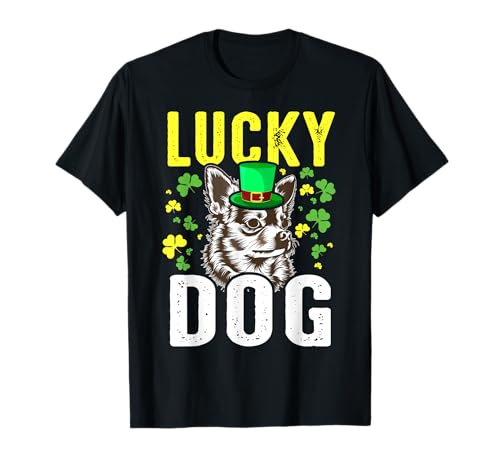 Lucky Chihuahua Dog Shamrock Funny St Patricks Day T-Shirt