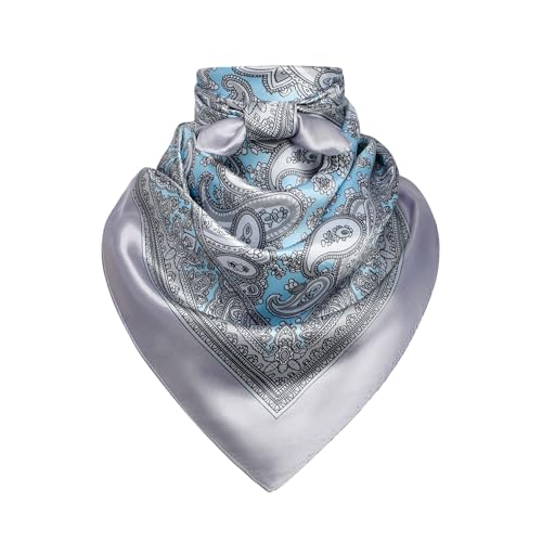 Image of 35 inch Men's Silk Cowboy Scarf - Oversized Western Bandana Neckwear, Large Square Scarf with Gift Packaging