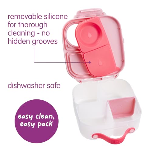 Image of b.box Lunch Box for Big Eaters All Ages - 8.5 Cup Leak Proof Bento Box with 4 Compartments, School Lunch Container with Ice Pack, Dishwasher Safe, BPA-Free, PFAS-Free - Flamingo Fizz