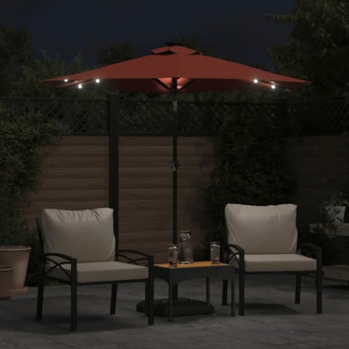 Parasol de terrasse en acier avec LED CLSDRZC terracotta robuste - 3