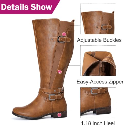 Image of Luoika Women's Extra Wide Calf Heeled Knee High Boots.