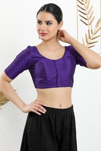 Image of Vamas Women's Silk Padded Self Design Half Sleeve Readymade Saree Blouse (X-766.N)