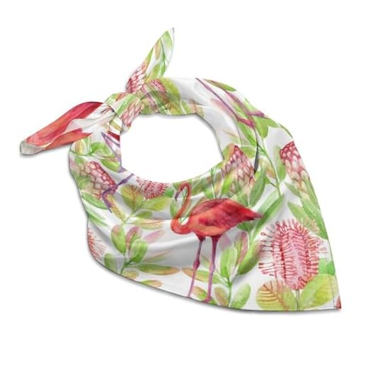 Lenço de pescoço feminino Protea Flower Flamingo lenço de cabeça quadrada lenço de pescoço bandana estampado lenço de cabelo/708