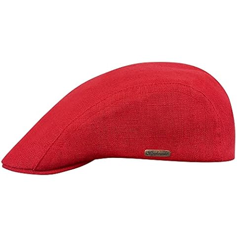 Sterkowski Gecko Cap | 100% Linen Flat Cap for Men and Women | Trucker Cap Golf Cap English Ivy Newsboy Caps for Men Irish Spring Beach Hat Flat Peak Cap Boys Sun Hat Visor Cap UK 6 7/8 Red Cover
