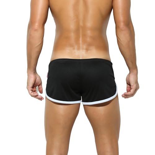 Men's Athletic Short Split Side Booty Short Bottoms for Running Gym Workout with Pouch4