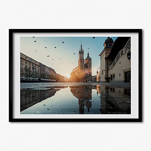 Cadre en bois MDF de qualité supérieure 70x50 cm avec affiche moderne Pologne
