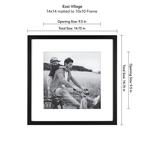 MCS East Village 14x14 Matted Square Picture Frame with 10x10 Photo Display, Black Wall Hanging Frame for Photos & Posters (1-Pack) by MCS - Image 3