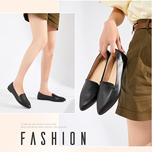 Image of FINIWOR Loafers for Women Flats Shoes Women Pointed Toe Dress Shoes Comfortable Memory Foam Penny Loafers Slip On Shoes