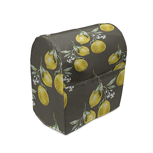 Ambesonne Floral Stand Mixer Cover, Lemon Branches with Petals Growth Essence Nature Themed Print, Kitchen Appliance Organizer Bag Cover with a Pocket, 6-8 Quarts, Olive Green Yellow