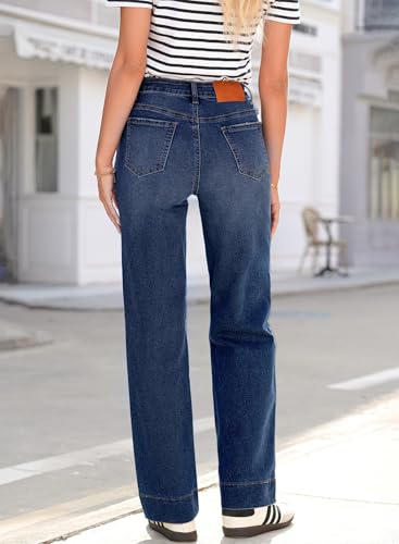 Image of Sidefeel Women's High Waisted Straight Leg Jeans Drawstring Denim Pants