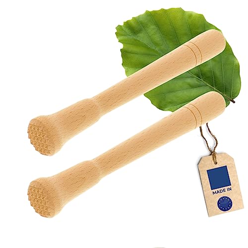 HOFMEISTER® - Mazo de madera para cócteles de 22 cm para caipirinha y todas las bebidas, 22 cm, para vasos grandes, mata limas y cubitos de hielo, no raya el cristal, fabricado en la UE