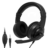 KLOJIM L02 Wired Headset, 3.5mm Stereo Headphones with Noise Canceling Microphone & Volume Controls, On-Ear Computer Headset for School/Office/Online/Gaming (Black)
