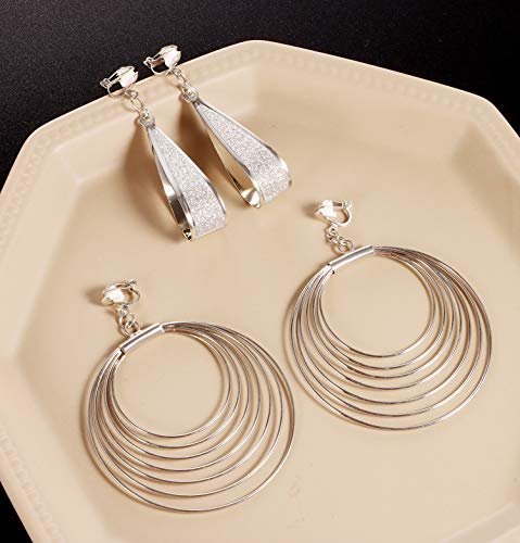 Image of 15 Pairs Multi-style Clip-on Earrings for Women, Hypoallergenic,Ligthweight,Come with Rubber Pads.Non-pierce