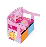 ARDITEX - Banco pupitre Infantil de Madera Convertible en Escritorio con almacenaje Inferior de Peppa Pig - 60x47x56cm - Color Rosa y Azul - Ideal para Dormitorio Infantil