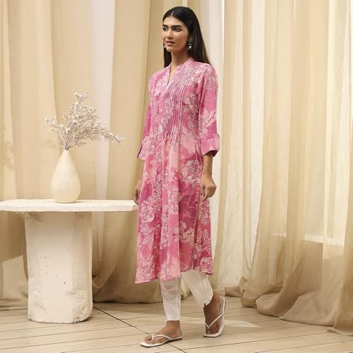 Image of BIBA Women Straight Fit Rayon Kurta