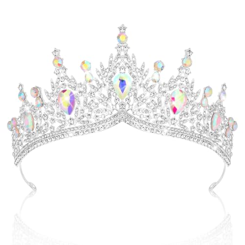 CIEHER Baroque Queen Crown for Women,Rhinestone Wedding Tiaras and Crowns Crystal Vintage Princess Crown Headband Birthday Tiara (Style 2 - Silver AB)