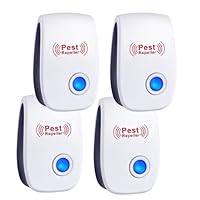 Ultraschall Schädlingsbekämpfer, 4 Stück Ultraschall Mäuseabwehr, Innenräumen Mäuseschreck Mäusevertreiber & Elektronische Insektenschutzmittel für Mäuse Ratten Mücken Kakerlaken Spinnen Fliegen