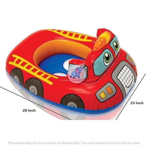 Image of Inflatable Cute Diaper Style Kiddie Float| Water Baby Floater for Kids| Safe Anti-flip Saddle Design Swim Tube Rider| Swim Pool Tube for Toddlers|Swimming Pool Safety Seat (FIRE Brigade)