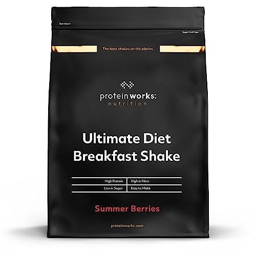 THE PROTEIN WORKS Batido de desayuno dietético | Frutos del Bosque | Desayuno para llevar | Alto en proteínas y bajo en azúcar | 500g