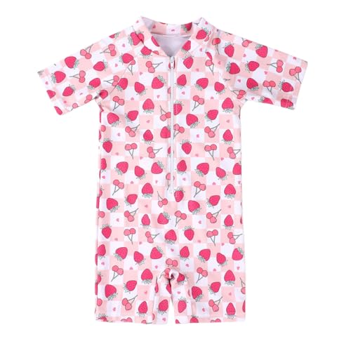Traje de baño de una Pieza con Estampado Divertido y de Cerezas para niñas: Ropa de Playa de Verano con protección Solar y Estampado (Multicolour, 1-2 Years)