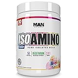 Man Sports ISO Amino Pure Isolated BCAA Powder 270 Grams - Natural Ingredients - No Fillers, No Artificial Colors - Lean Muscle Building, Fat Burning Supplement - Rainbow Sherbet, 30 Servings
