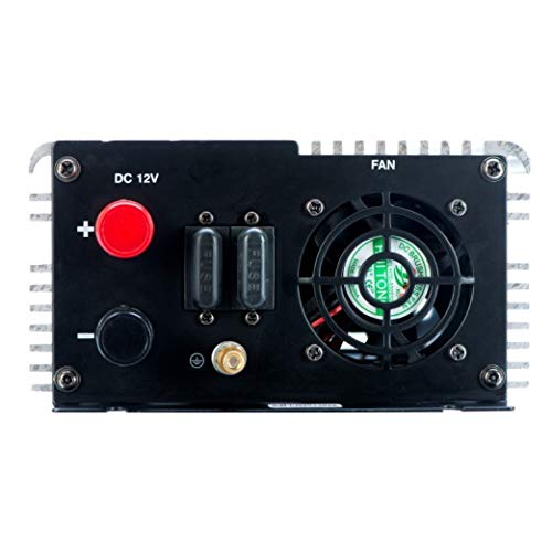 GoWISE Power 600W Pure Sine Wave Inverter 12V DC to 120V AC with 2 AC Outlets + 1 5V USB Port and 2 Clamp Cables (1200W Peak) PS1001