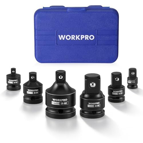 Image of WORKPRO 6-PC Impact Socket Adapter Set with Case, CR-MO Steel | 1 /4 inch,3 /8 inch,1 /2 inch,3 /4 inch Drive, Impact Wrench Conversion Kit, Automotive & Mechanical Repair, Impact Grade