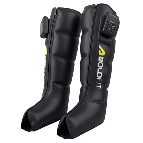 Image of Boldfit Cordless Leg Compression Massager Boots, 4 Air Chambers, 5 Modes, 7 Intensities, Dual Inflators, 3600mAh Rechargeable, Type-C Charging, Portable Leg Massager for Pain Relief, 1-Year Warranty