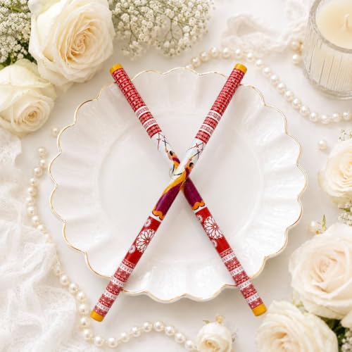 Image of Wooden Premium Dandiya Sticks For Dance Garba Night Navratri Celebration Party Accessories / Traditional Indian Festive PVC Coated 1 Pair / 2 Pair / 3 Pair / 6 Pair / 8 Pair / 12 Pair Dandiya Raas Sticks For Women Men Kids Adults