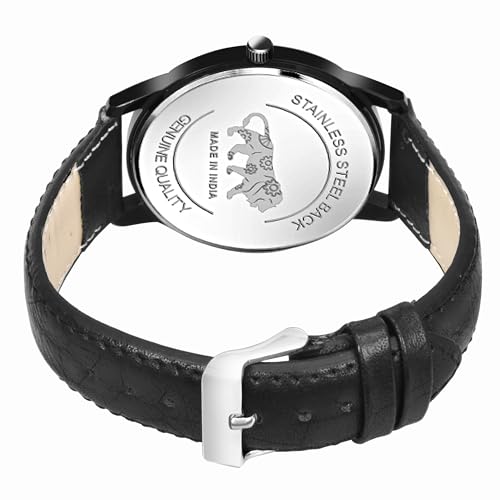 Image of Acnos 4 Diffrent Watch Pack of 1 Leather Belt Black Belt Analog Watch