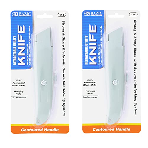 OCD Bargain Multipurpose, BAZIC Utility Knife Retractable, Compact, Use for Home, Arts Crafts, Box Opener, Box Cutter Knife, Pack of 2