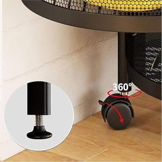 6 Tier Metal Kitchen Rolling Cart Storage Rack with Wheels, Multi-Layer Kitchen Fruit Vegetable Storage Basket Shelf with Wheel, Heavy Duty Household Shelf for Bathr Black-DXDvW0ZR