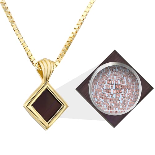Christian Bible Necklace Nano Bible Jewelry - Gold Plated Silver Dainty Square Pendant for Women Micro KJV New Testament Holy Scriptures, Christian Mother's Day Jewelry Gift for Mom, 18"