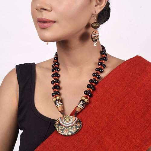 Image of AAKRITI ART CREATIONS Handcrafted Women's Jewelry Set - Ethnic Necklace and Earrings, Fashion Accessories for Special Occasions & Celebrations