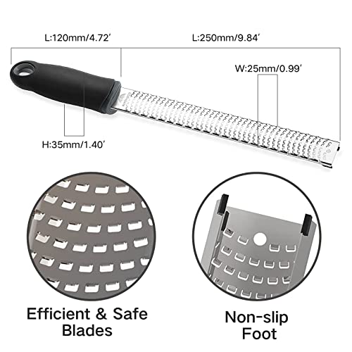 Sunivaca Zester, Lemon Zester Tool, Citrus Zester Grater With Handle, Parmesan Cheese Grater, Sharp Fine Premium Stainless Steel Blade Heavy Duty, Dishwasher Safe #TOP1
