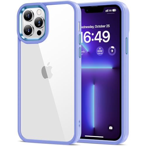 Image of HOOMIL Case for iPhone 13 Pro 6.1-Inch, Non-Yellowing, Drop Protection, Anti-Scratch Transparent Hard Back Phone Cover - Light Purple