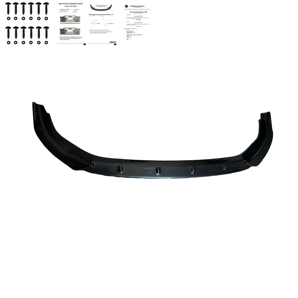 Frontlippe Frontspoiler kompatibel mit VW VOLKSWAGEN Golf 8 GTI GTE R Line 2020-2024 mit ABE TÜV Schwarz Glänzend