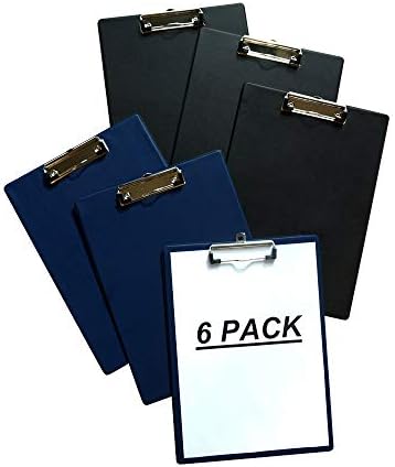 Hewei Clipboard for Letter Size Paper 6 Pack (3 Black and 3 Blue)
